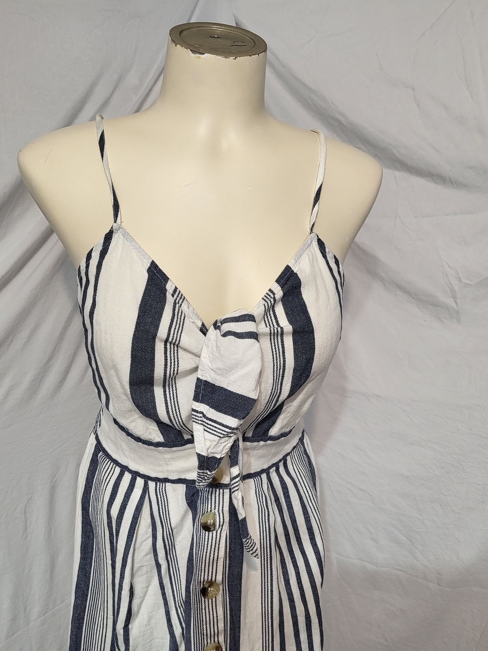 Ardene Navy and White Striped Midi Dress, Size Small - Picture 2 of 4